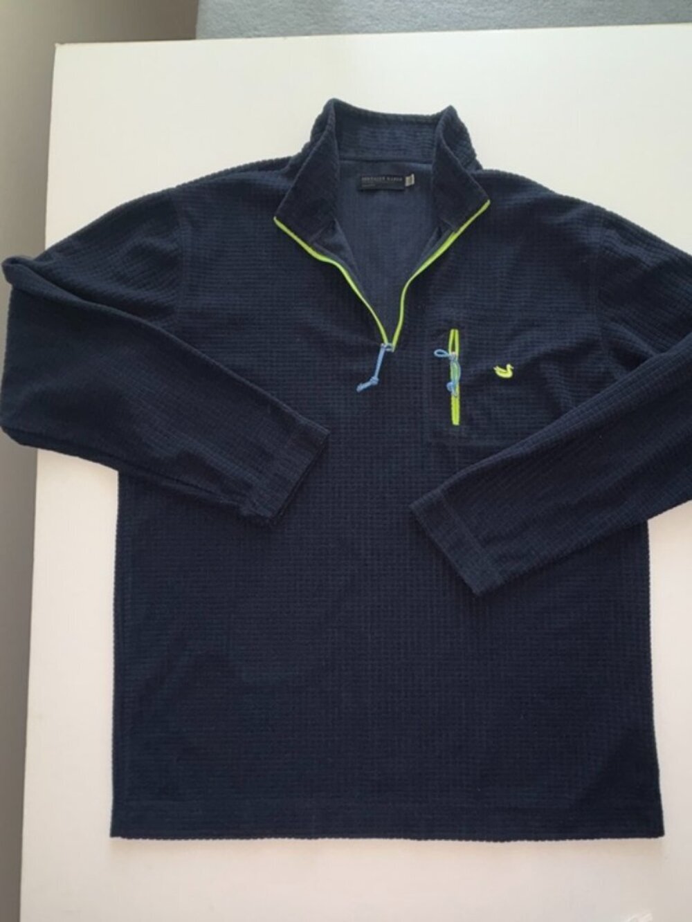 Men's Southern Marsh FieldTec Dune Pullover Navy Chartreuse Fleece size M